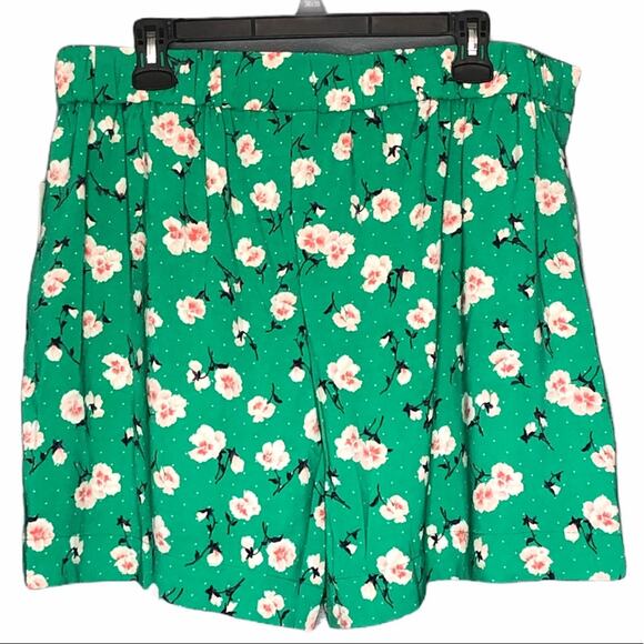 Maison Jules Petal Flurry Self Tie Green Floral Shorts NWT size XXL - Picture 3 of 8